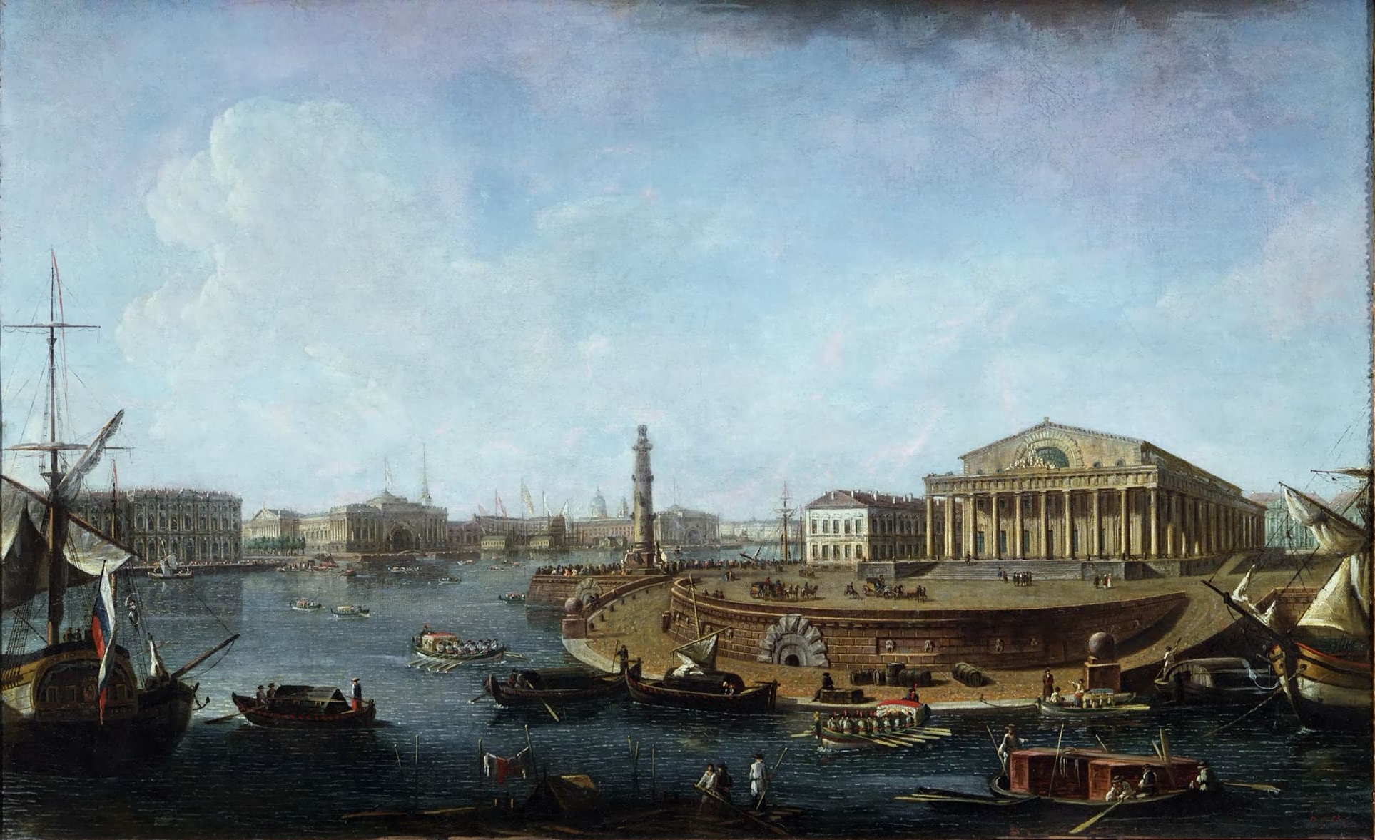 The St. Petersburg Bourse and the Spit of Vasilievsky Island, painted by Fyodor Alekseyev in 1810